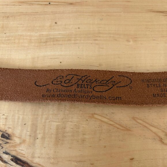 Vintage Leather Belt Ed Hardy by Christian Audigier Size L - Picture 8 of 16